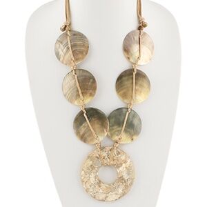 Resin Pendent & Linked Round Shell Necklace